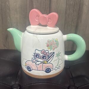 Blue Sky Clayworks Hello Kitty Lets Go Beach White Teapot By Heather Goldminc